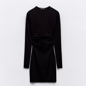 Zara black long sleeve cutout mini dress